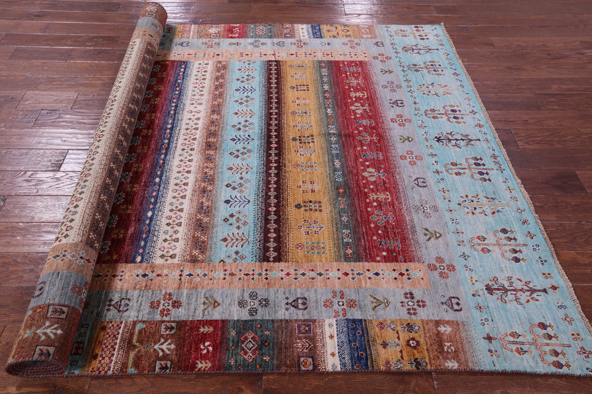 Tribal Persian Gabbeh Hand Knotted Wool Rug - 6' 4" X 9' 11" - Golden Nile