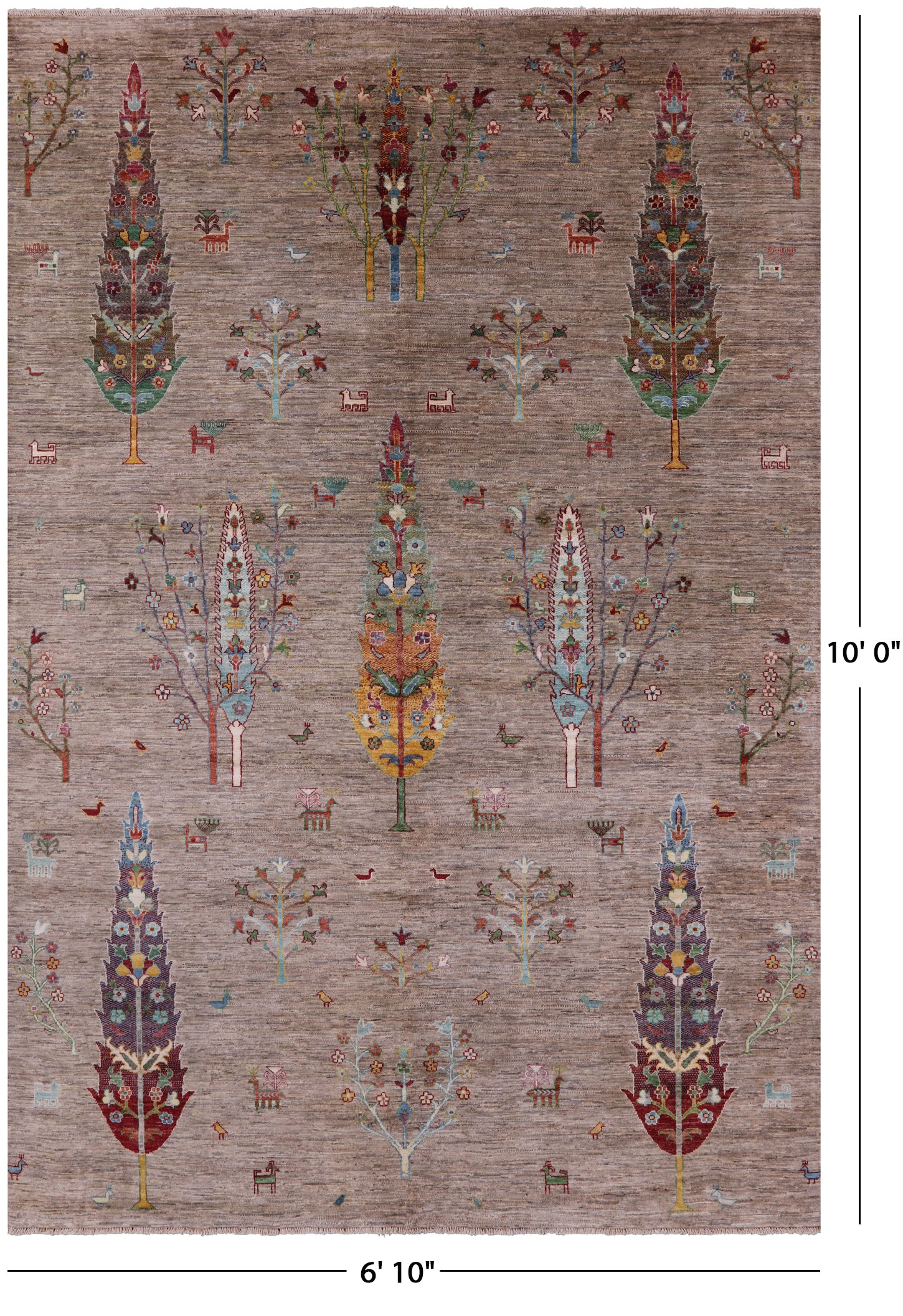 Tribal Persian Gabbeh Hand Knotted Wool Rug - 6' 10" X 10' 0" - Golden Nile