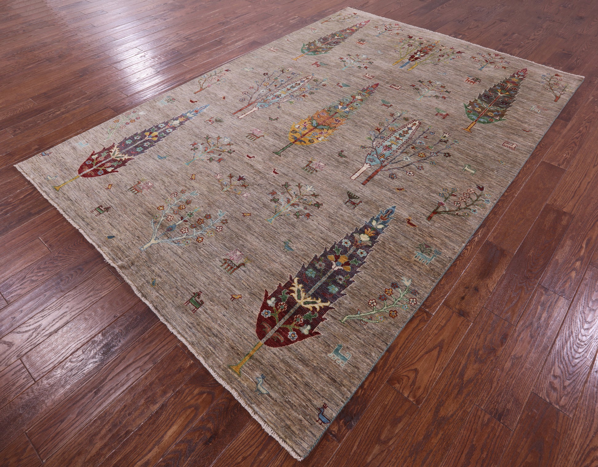 Tribal Persian Gabbeh Hand Knotted Wool Rug - 6' 10" X 10' 0" - Golden Nile