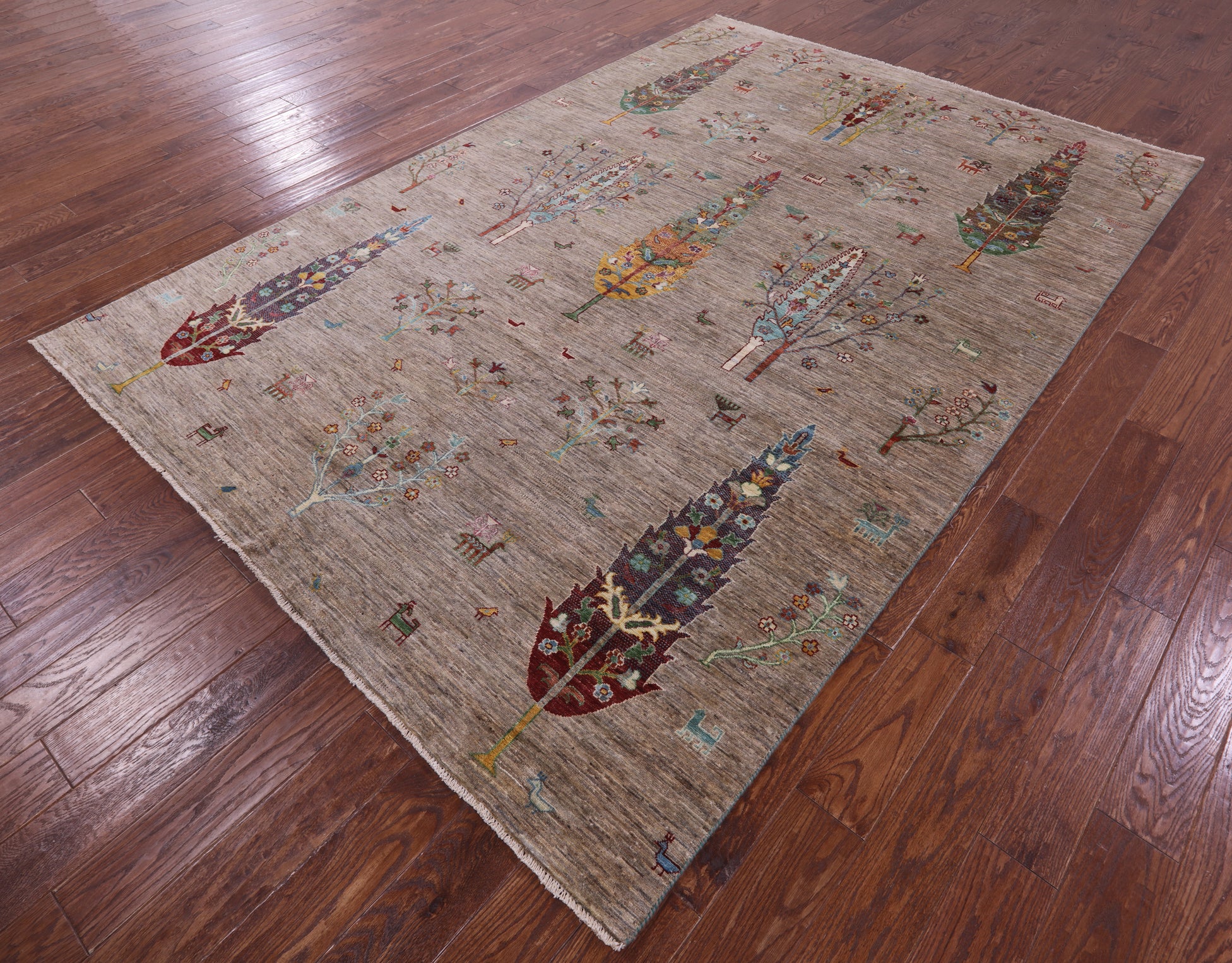Tribal Persian Gabbeh Hand Knotted Wool Rug - 6' 10" X 10' 0" - Golden Nile