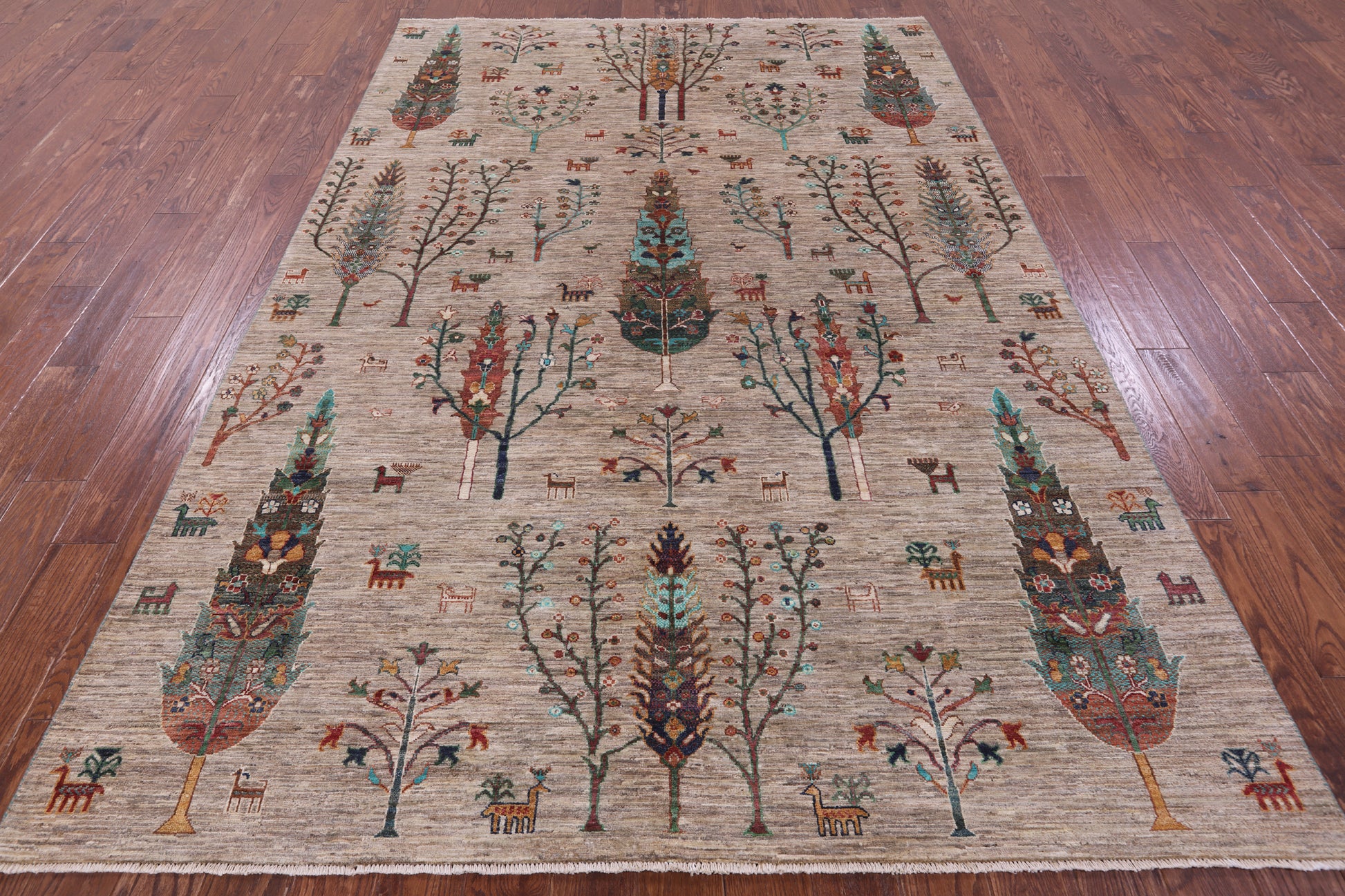 Tribal Persian Gabbeh Hand Knotted Wool Rug - 6' 8" X 9' 7" - Golden Nile