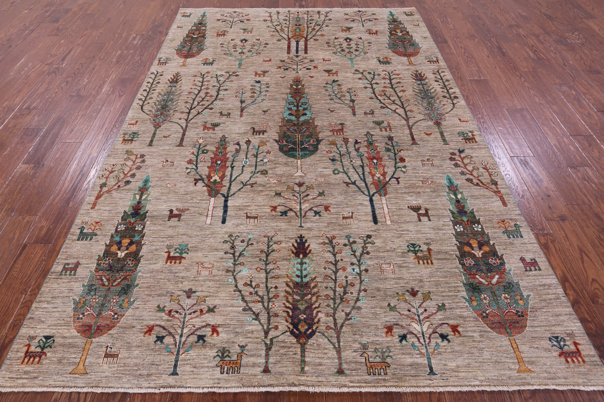 Tribal Persian Gabbeh Hand Knotted Wool Rug - 6' 8" X 9' 7" - Golden Nile