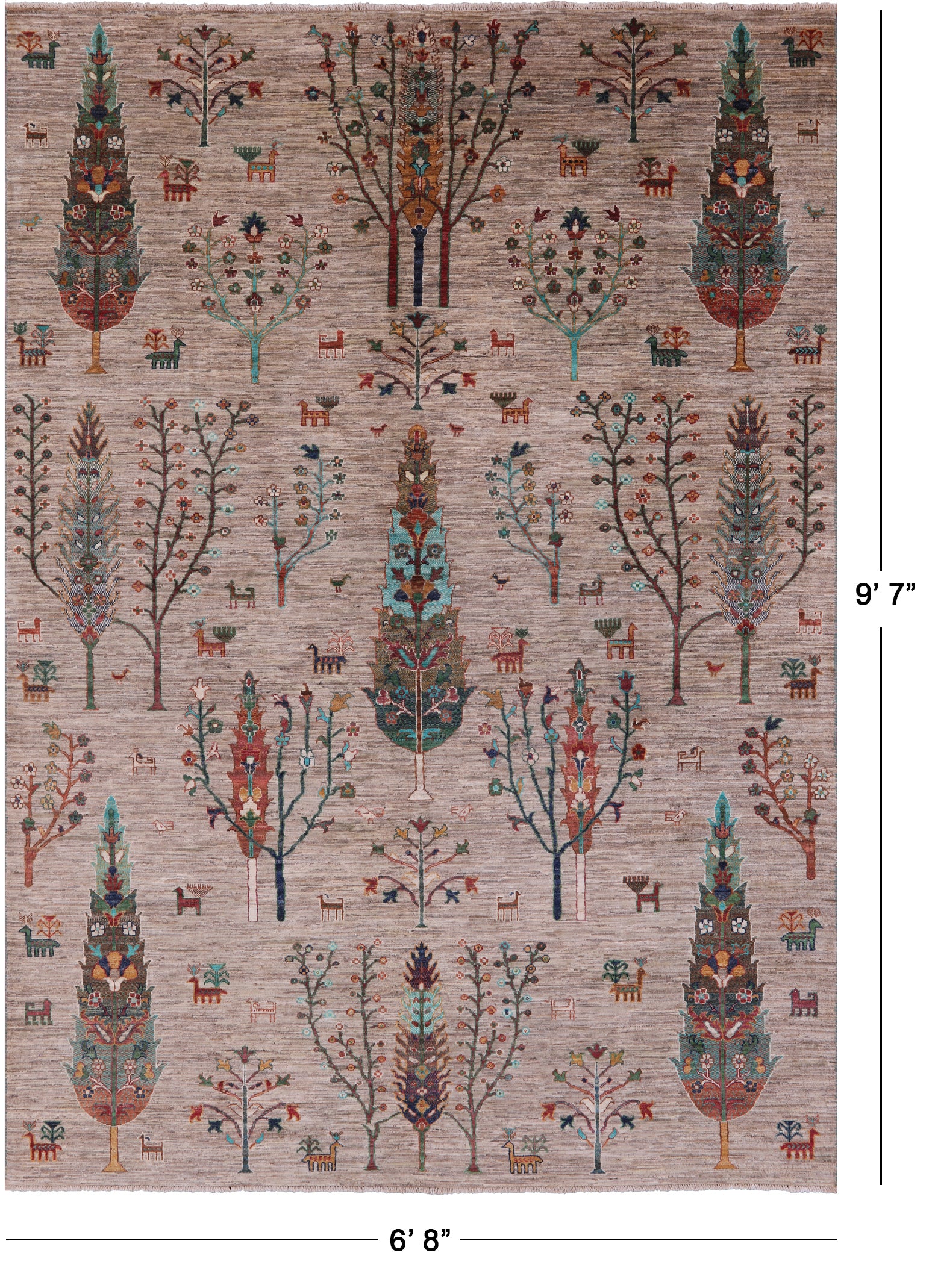 Tribal Persian Gabbeh Hand Knotted Wool Rug - 6' 8" X 9' 7" - Golden Nile