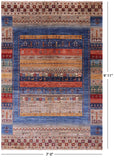 Tribal Persian Gabbeh Hand Knotted Wool Rug - 7' 0" X 9' 11" - Golden Nile
