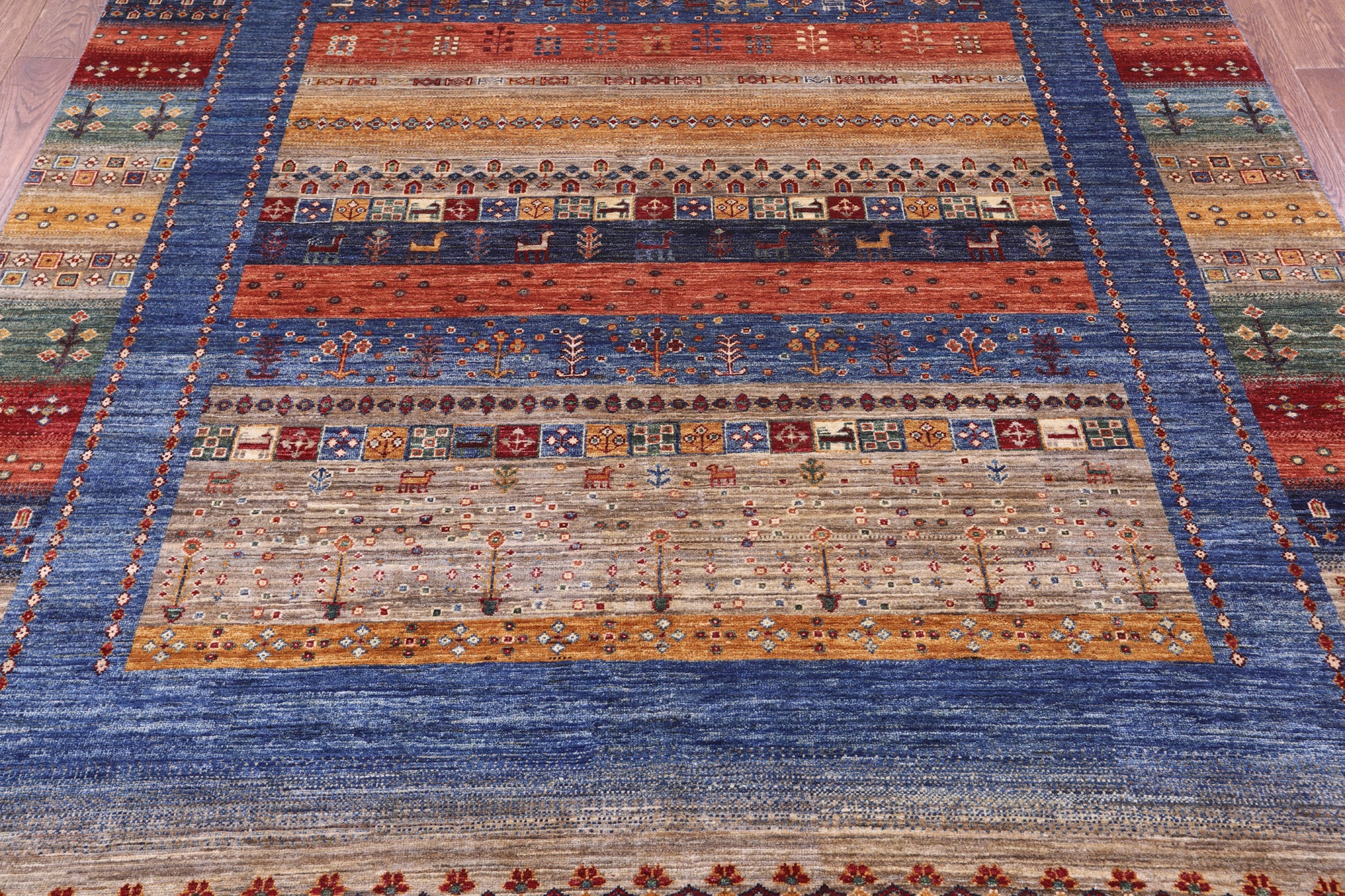 Tribal Persian Gabbeh Hand Knotted Wool Rug - 7' 0" X 9' 11" - Golden Nile