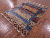 Tribal Persian Gabbeh Hand Knotted Wool Rug - 7' 0" X 9' 11" - Golden Nile