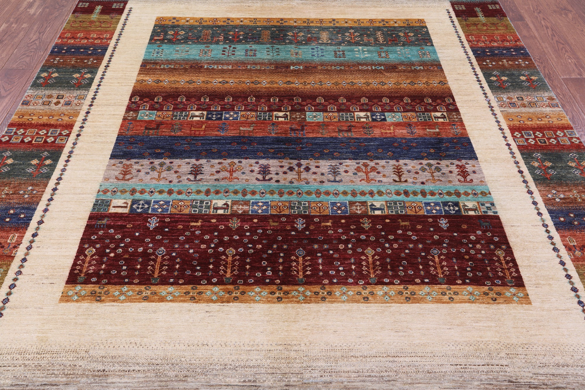 Tribal Persian Gabbeh Hand Knotted Wool Rug - 6' 10" X 9' 11" - Golden Nile