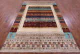 Tribal Persian Gabbeh Hand Knotted Wool Rug - 6' 10" X 9' 11" - Golden Nile