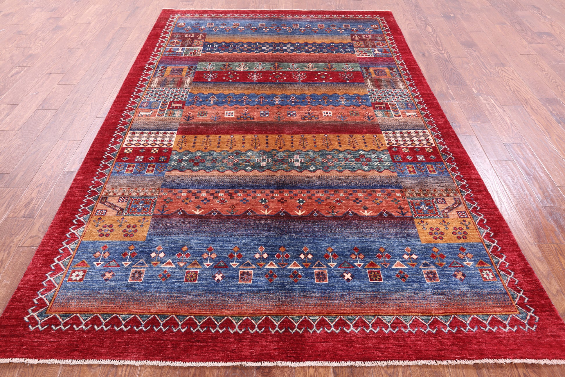 Tribal Persian Gabbeh Hand Knotted Wool Rug - 6' 7" X 9' 10" - Golden Nile