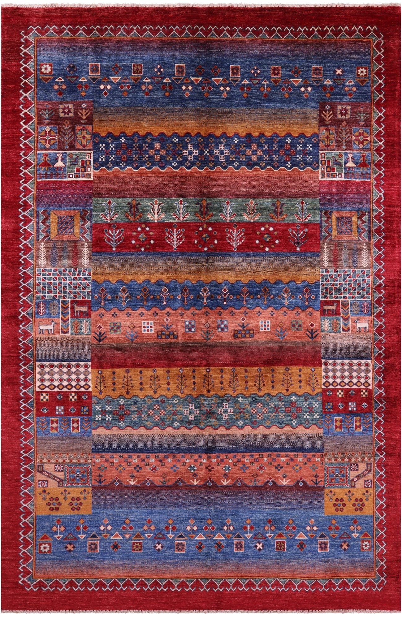 Tribal Persian Gabbeh Hand Knotted Wool Rug - 6' 7" X 9' 10" - Golden Nile
