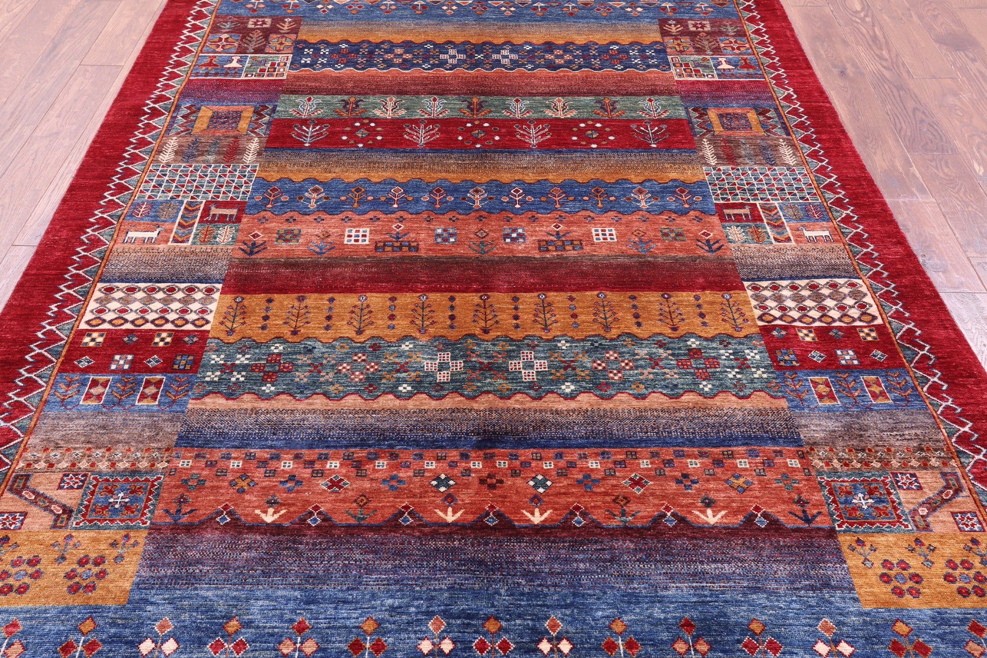 Tribal Persian Gabbeh Hand Knotted Wool Rug - 6' 7" X 9' 10" - Golden Nile
