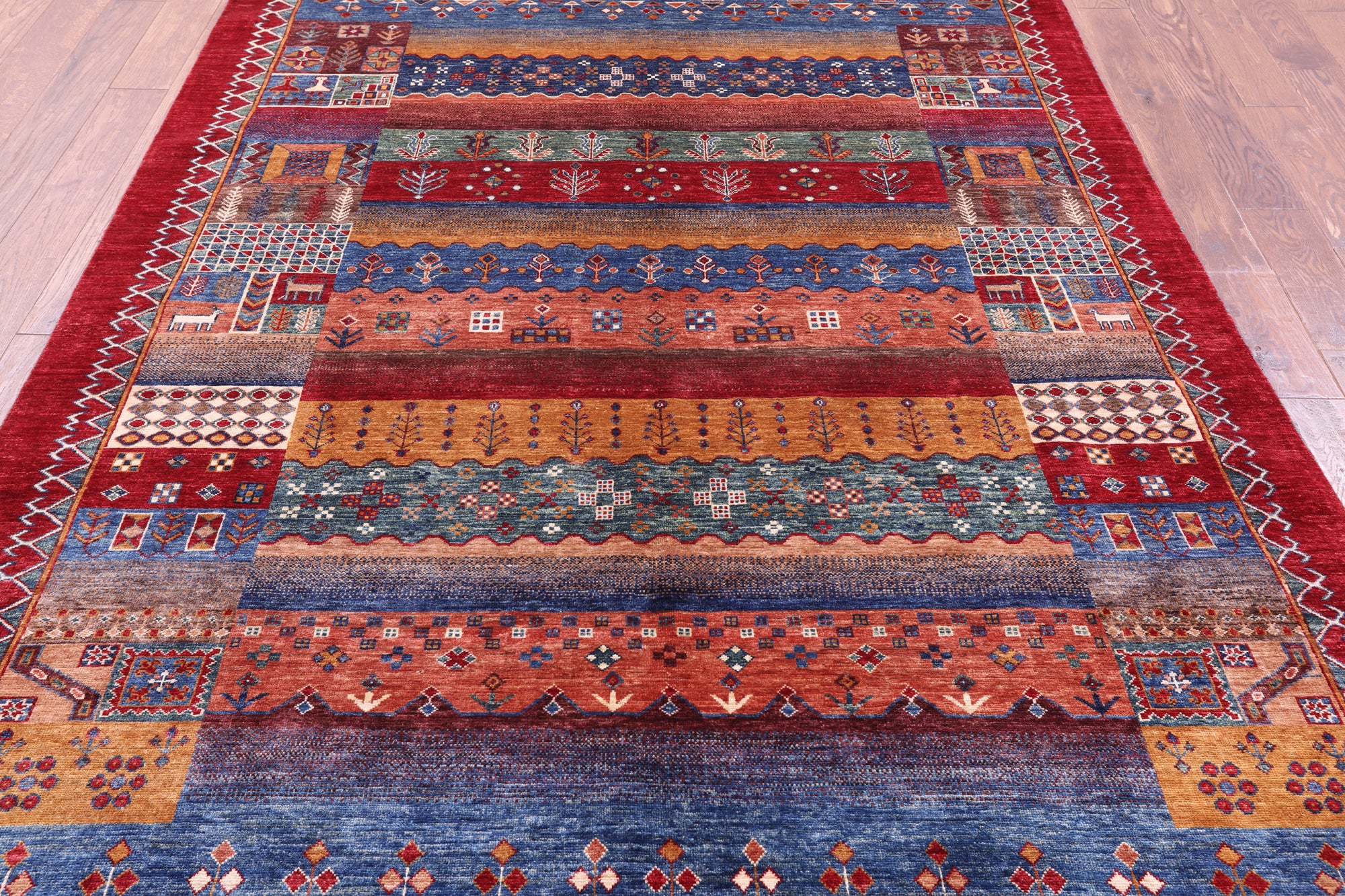 Tribal Persian Gabbeh Hand Knotted Wool Rug - 6' 7" X 9' 10" - Golden Nile