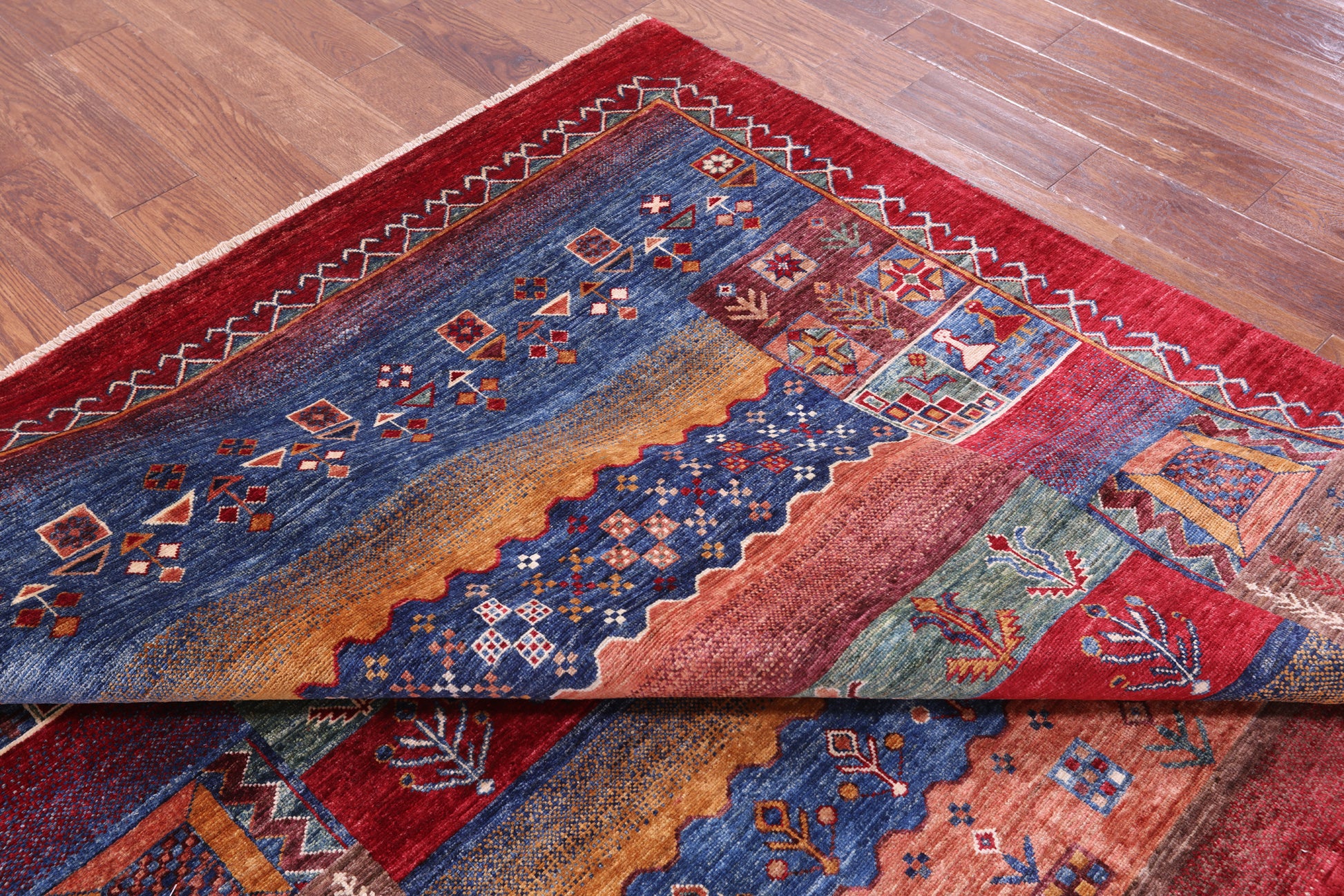 Tribal Persian Gabbeh Hand Knotted Wool Rug - 6' 7" X 9' 10" - Golden Nile