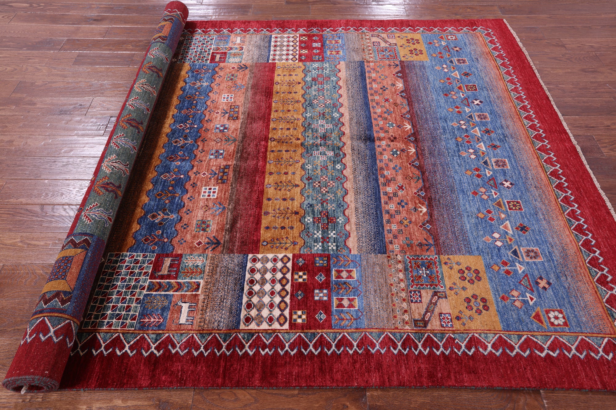 Tribal Persian Gabbeh Hand Knotted Wool Rug - 6' 7" X 9' 10" - Golden Nile