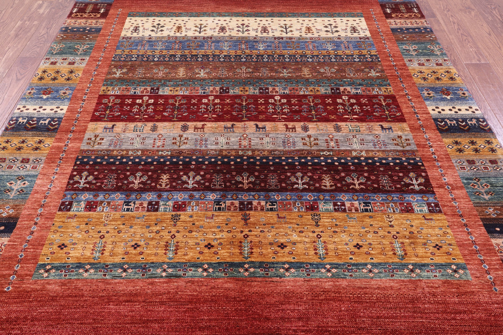 Tribal Persian Gabbeh Handmade Wool Rug - 6' 11" X 9' 11" - Golden Nile