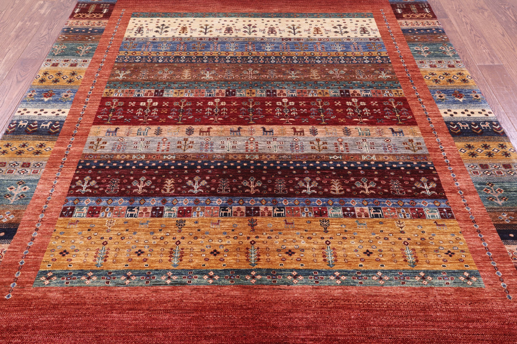 Tribal Persian Gabbeh Handmade Wool Rug - 6' 11" X 9' 11" - Golden Nile