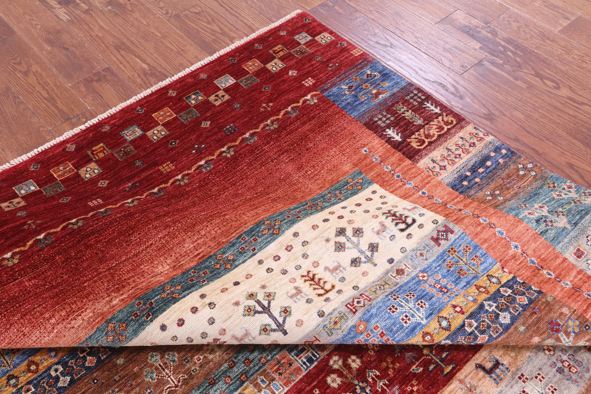 Tribal Persian Gabbeh Handmade Wool Rug - 6' 11" X 9' 11" - Golden Nile