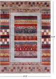 Tribal Persian Gabbeh Hand Knotted Wool Rug - 4' 0" X 5' 9" - Golden Nile