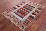 Tribal Persian Gabbeh Hand Knotted Wool Rug - 4' 0" X 5' 9" - Golden Nile