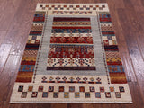 Tribal Persian Gabbeh Hand Knotted Wool Rug - 3' 4" X 4' 10" - Golden Nile