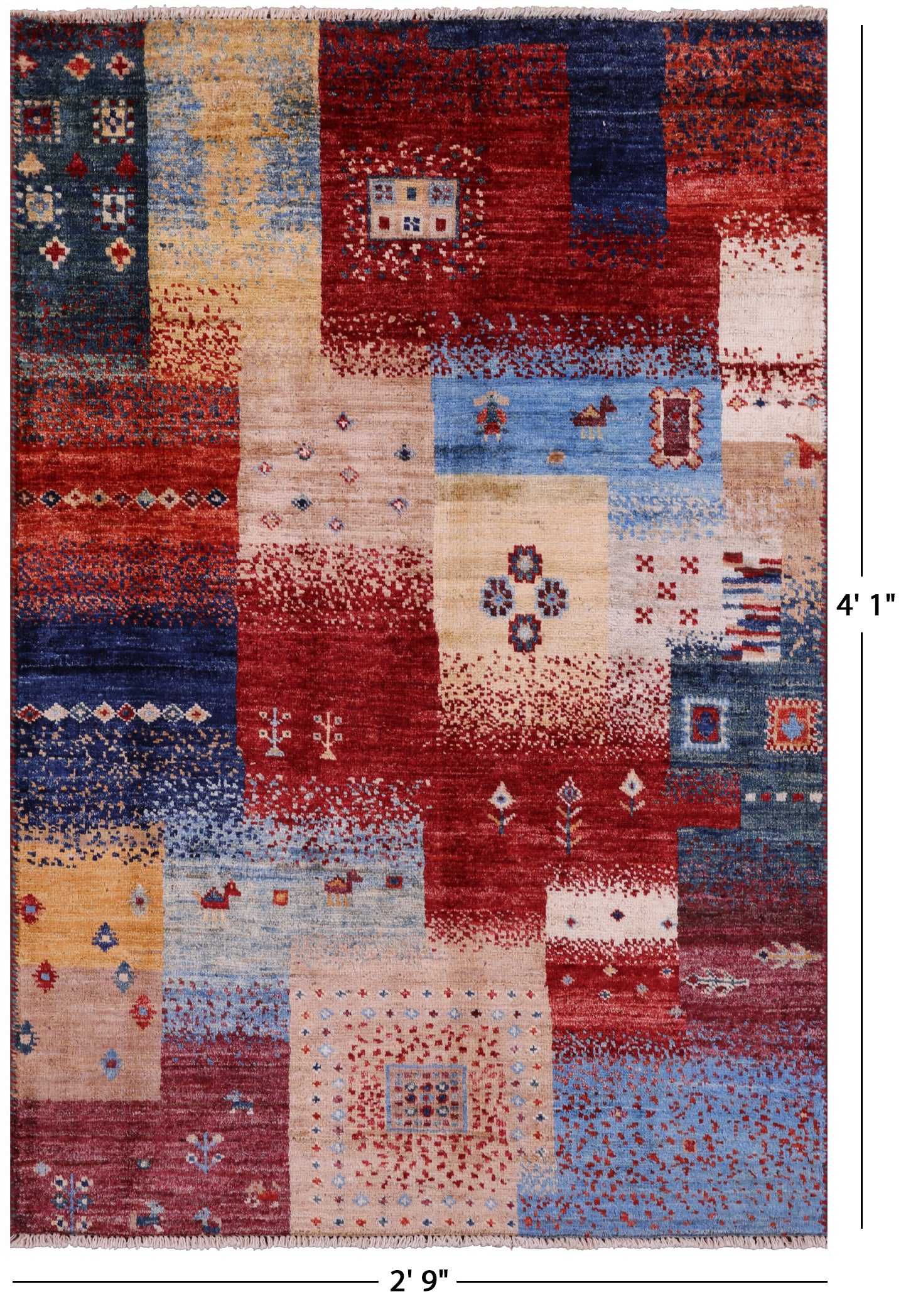 Tribal Persian Gabbeh Hand Knotted Wool Rug - 2' 9" X 4' 1" - Golden Nile