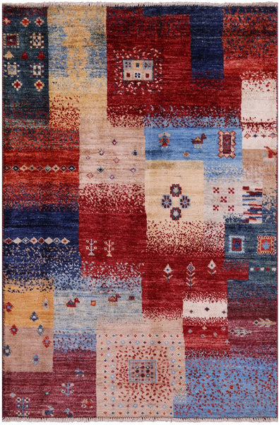 Tribal Persian Gabbeh Hand Knotted Wool Rug - 2' 9" X 4' 1" - Golden Nile
