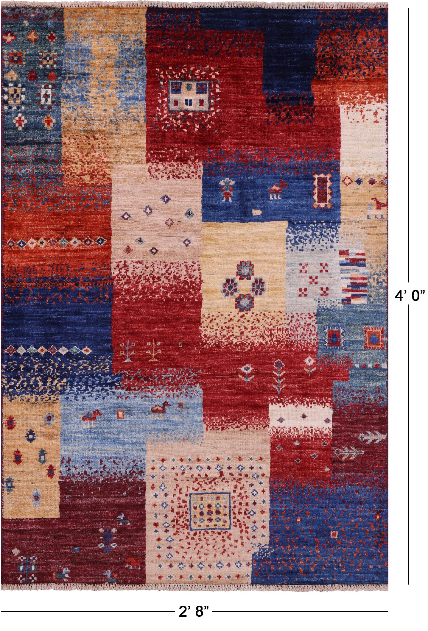 Tribal Persian Gabbeh Handmade Wool Rug - 2' 8" X 4' 0" - Golden Nile