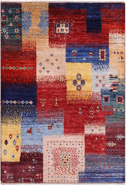 Tribal Persian Gabbeh Hand Knotted Wool Rug - 2' 9" X 3' 11" - Golden Nile