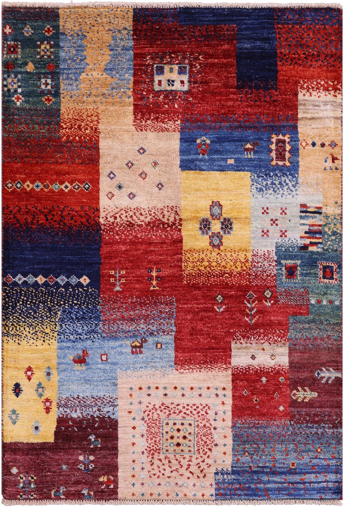 Tribal Persian Gabbeh Hand Knotted Wool Rug - 2' 9" X 3' 11" - Golden Nile