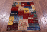 Tribal Persian Gabbeh Hand Knotted Wool Rug - 2' 9" X 3' 11" - Golden Nile