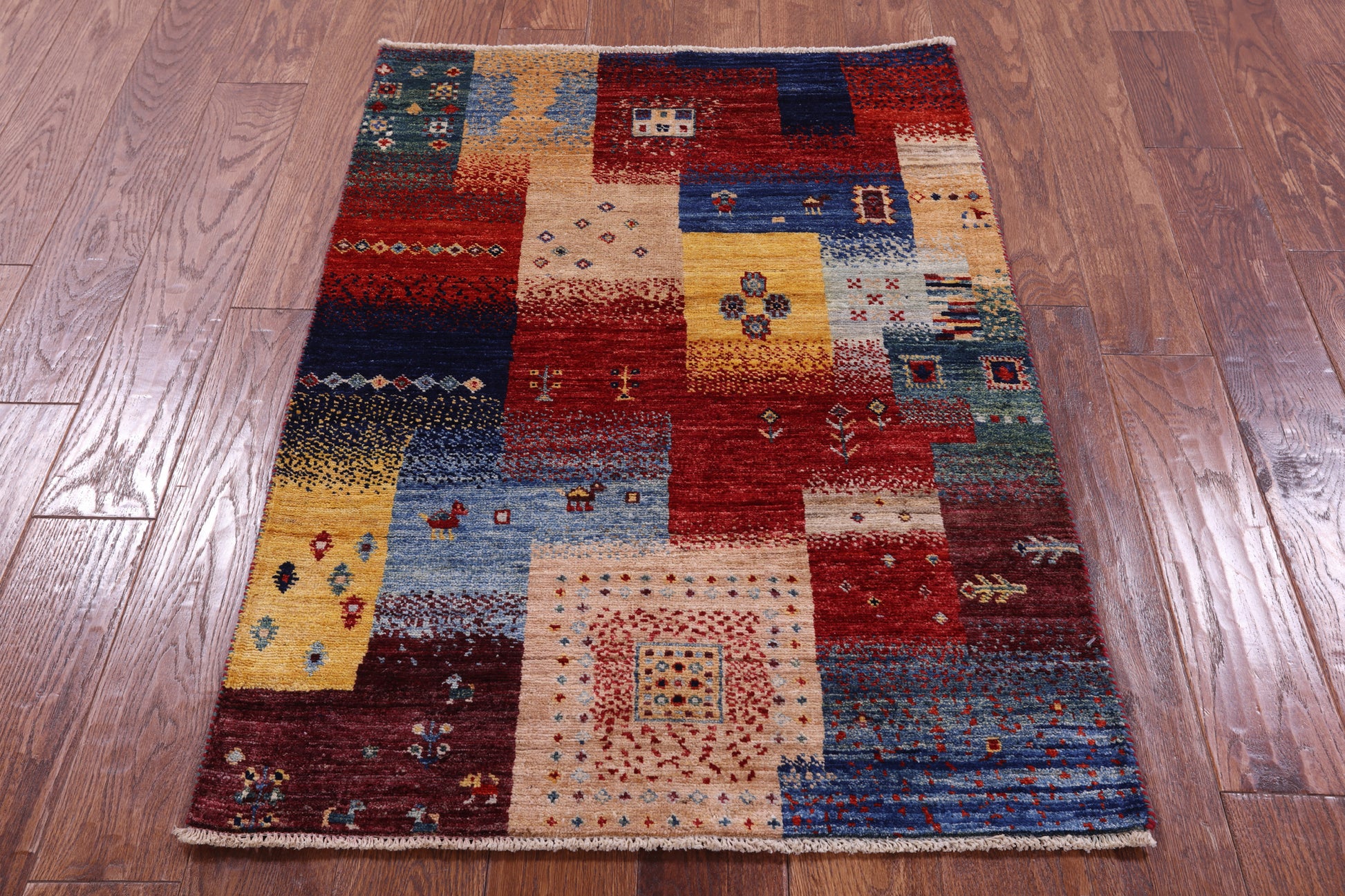 Tribal Persian Gabbeh Hand Knotted Wool Rug - 2' 9" X 3' 11" - Golden Nile