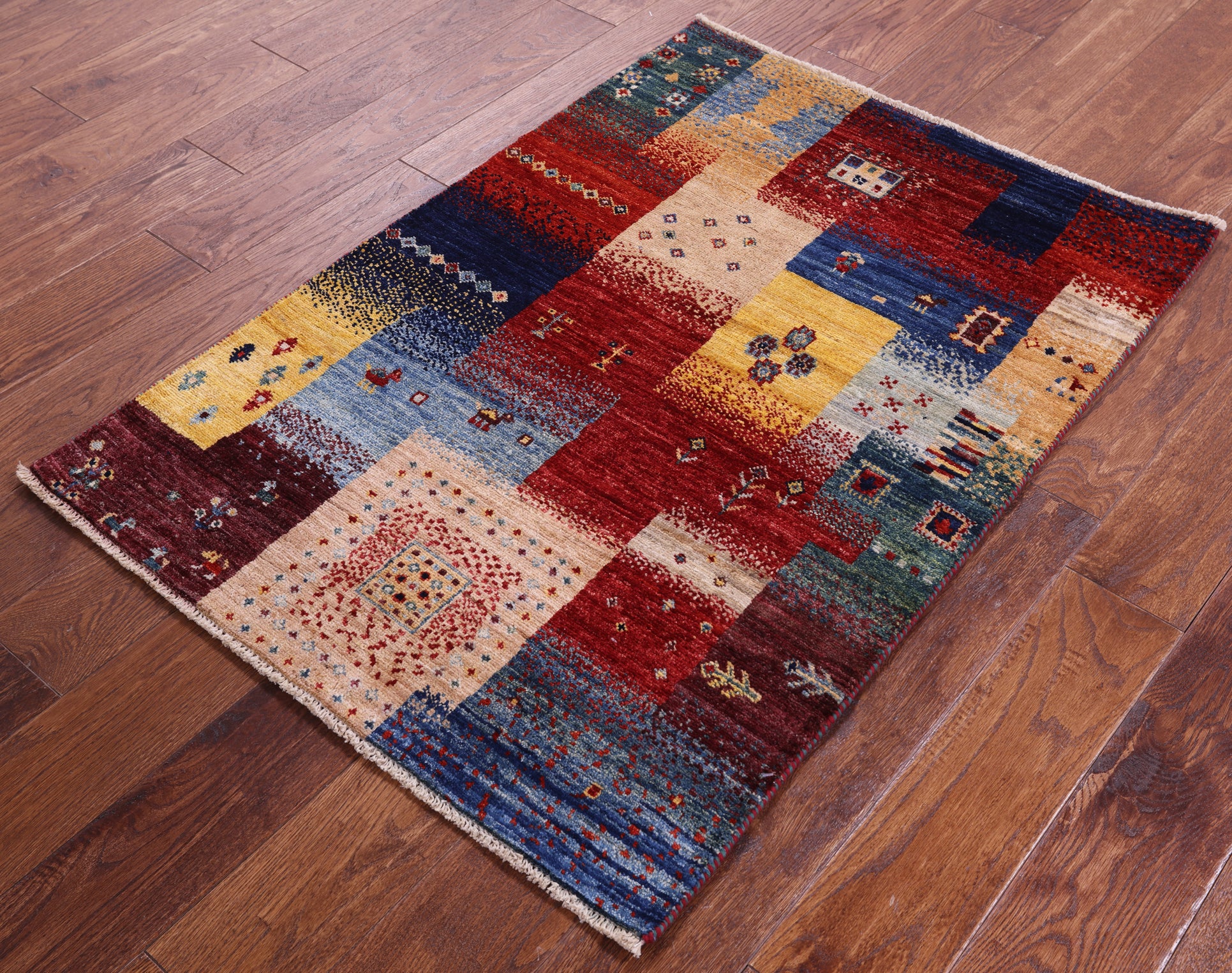 Tribal Persian Gabbeh Hand Knotted Wool Rug - 2' 9" X 3' 11" - Golden Nile