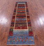 Tribal Persian Gabbeh Hand Knotted Wool Runner Rug - 2' 8" X 10' 1" - Golden Nile