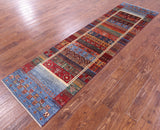 Tribal Persian Gabbeh Hand Knotted Wool Runner Rug - 2' 8" X 10' 1" - Golden Nile
