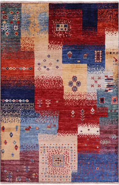 Tribal Persian Gabbeh Hand Knotted Wool Rug - 2' 7" X 4' 1" - Golden Nile