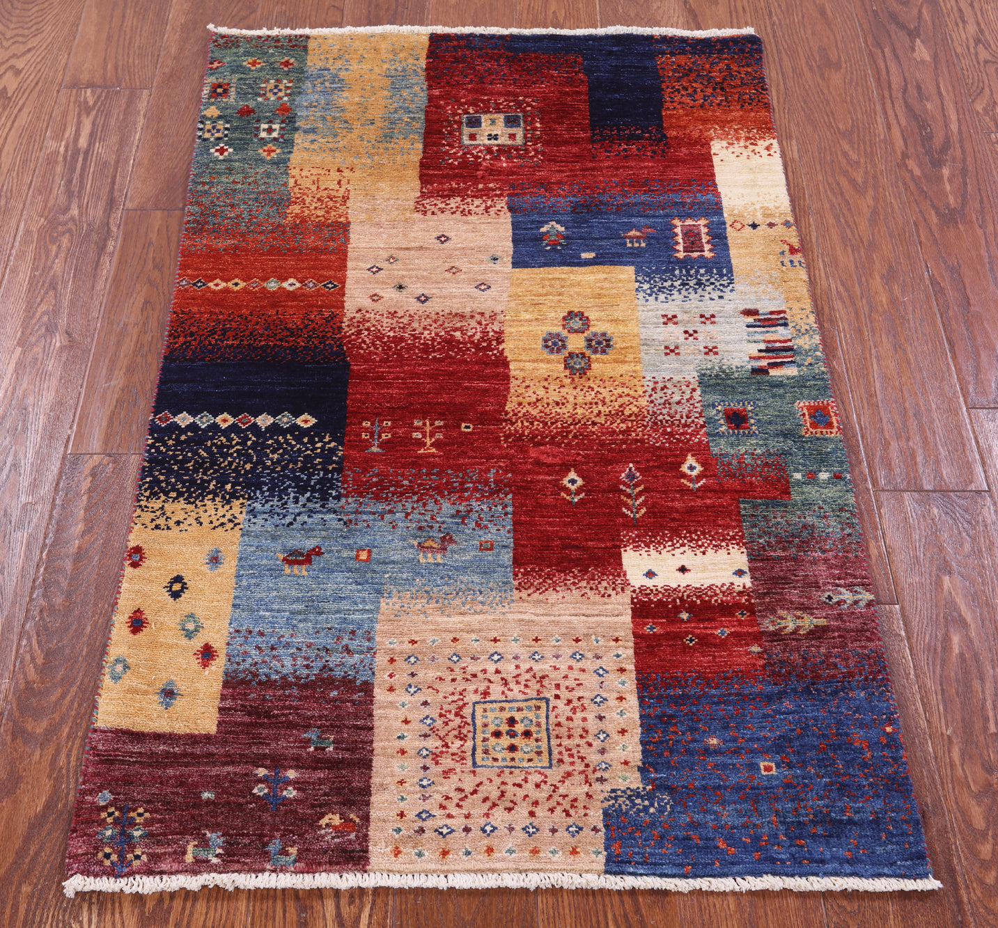 Tribal Persian Gabbeh Handmade Wool Rug - 2' 7" X 4' 1" - Golden Nile