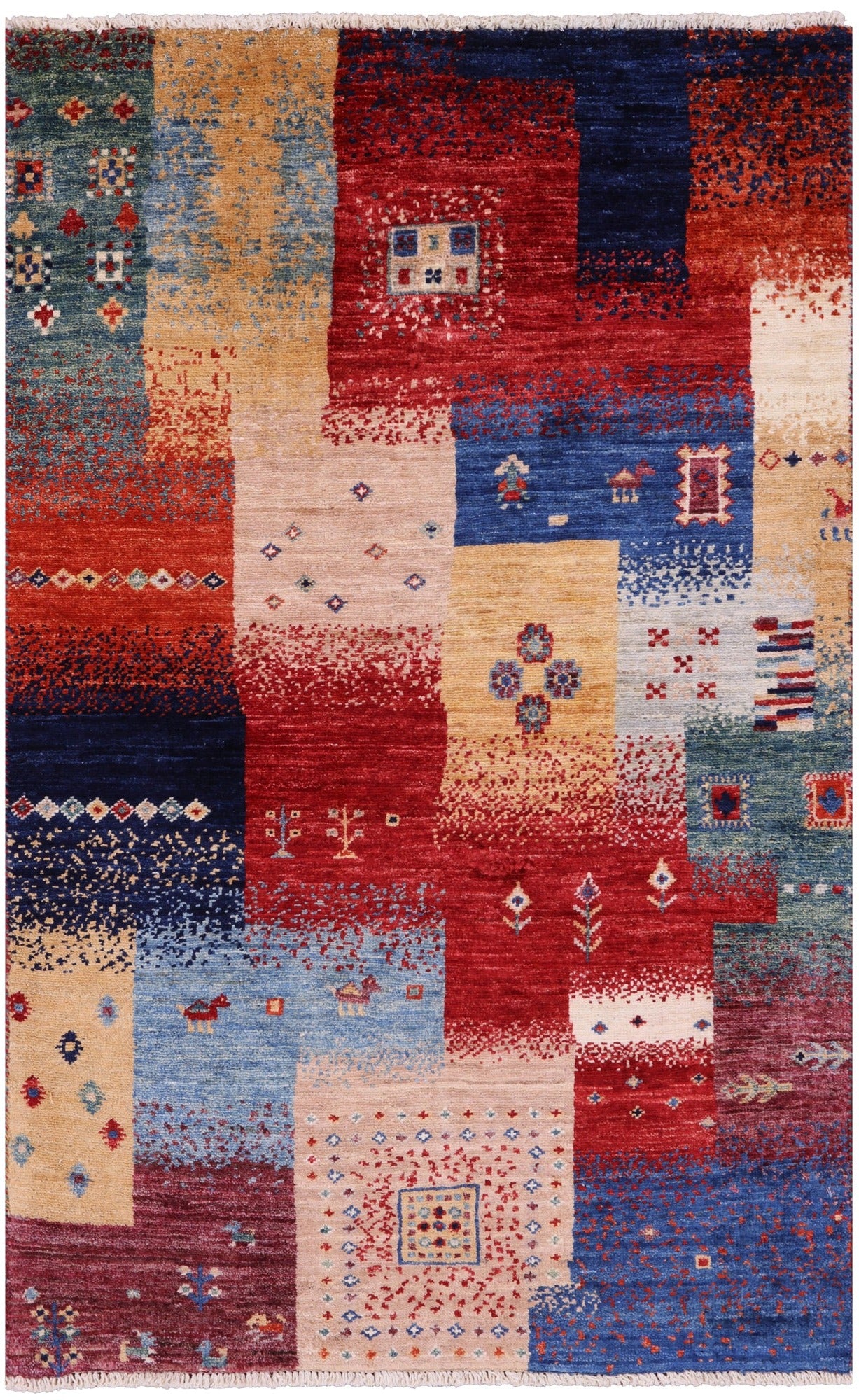 Tribal Persian Gabbeh Handmade Wool Rug - 2' 7" X 4' 1" - Golden Nile