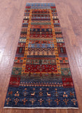 Tribal Persian Gabbeh Hand Knotted Wool Runner Rug - 2' 8" X 9' 9" - Golden Nile