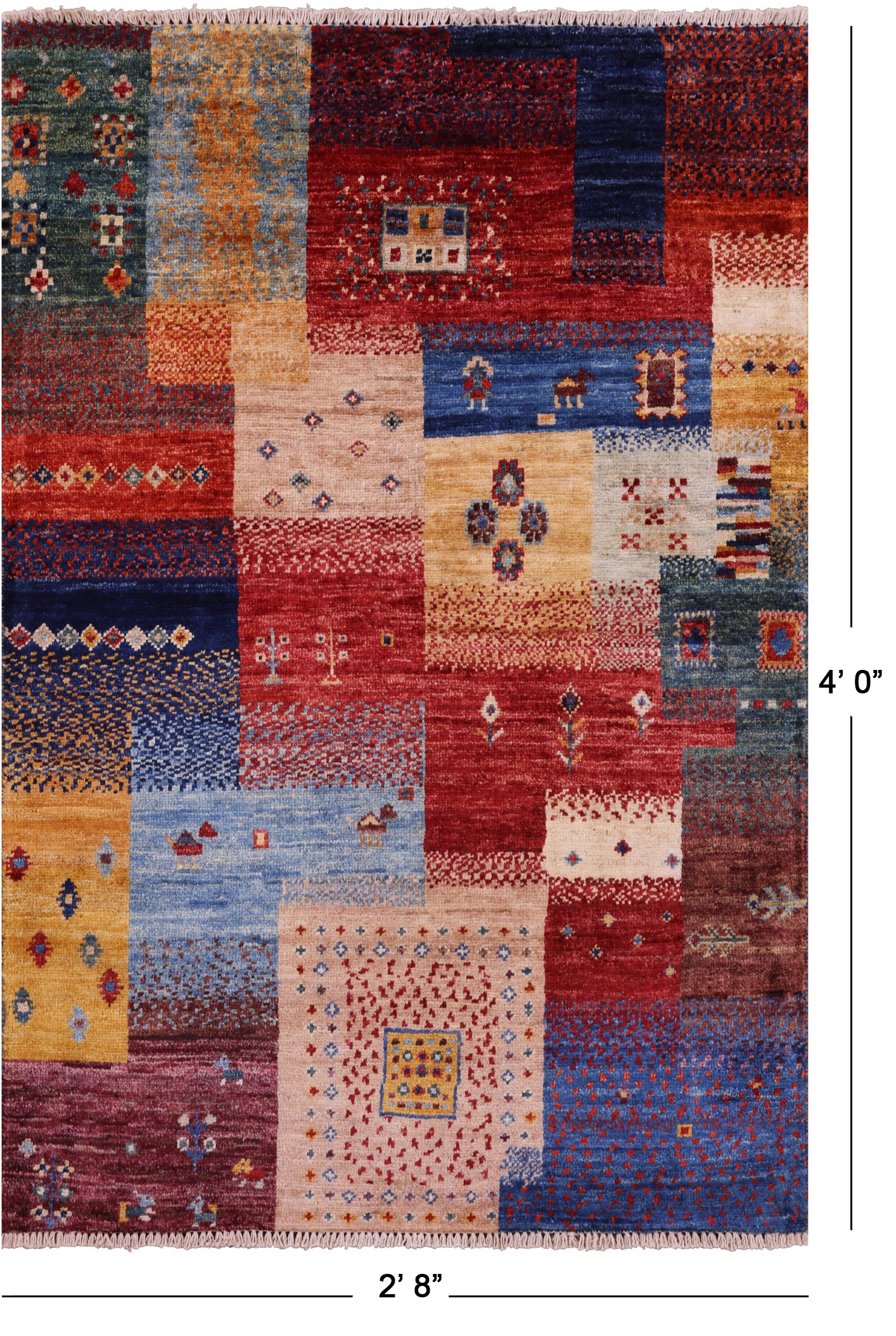 Tribal Persian Gabbeh Hand Knotted Wool Rug - 2' 8" X 4' 0" - Golden Nile