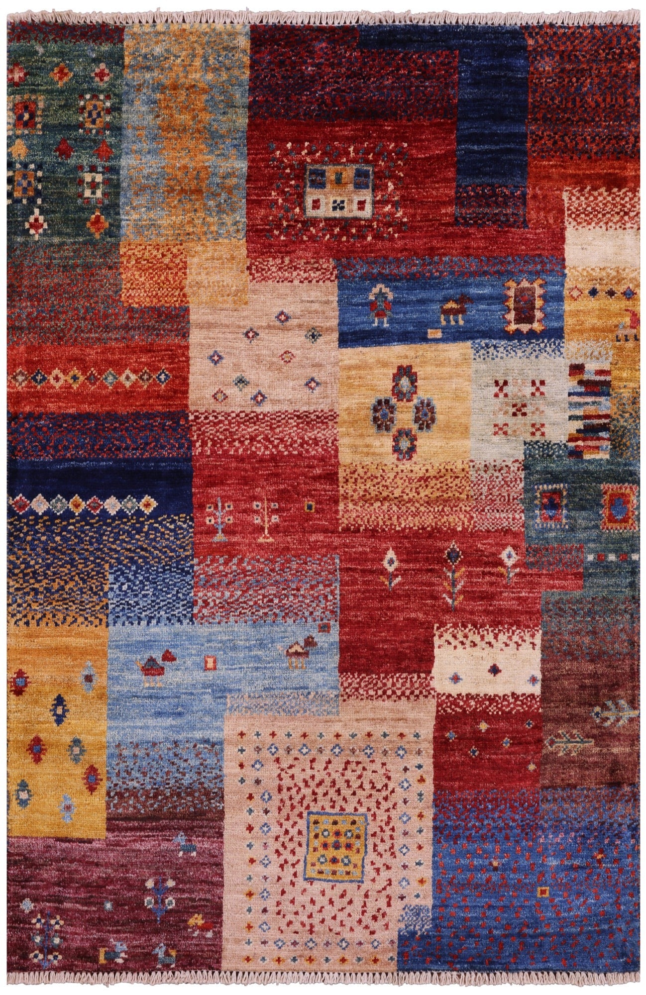 Tribal Persian Gabbeh Hand Knotted Wool Rug - 2' 8" X 4' 0" - Golden Nile