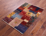 Tribal Persian Gabbeh Hand Knotted Wool Rug - 2' 8" X 4' 0" - Golden Nile