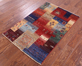 Tribal Persian Gabbeh Hand Knotted Wool Rug - 2' 9" X 4' 1" - Golden Nile