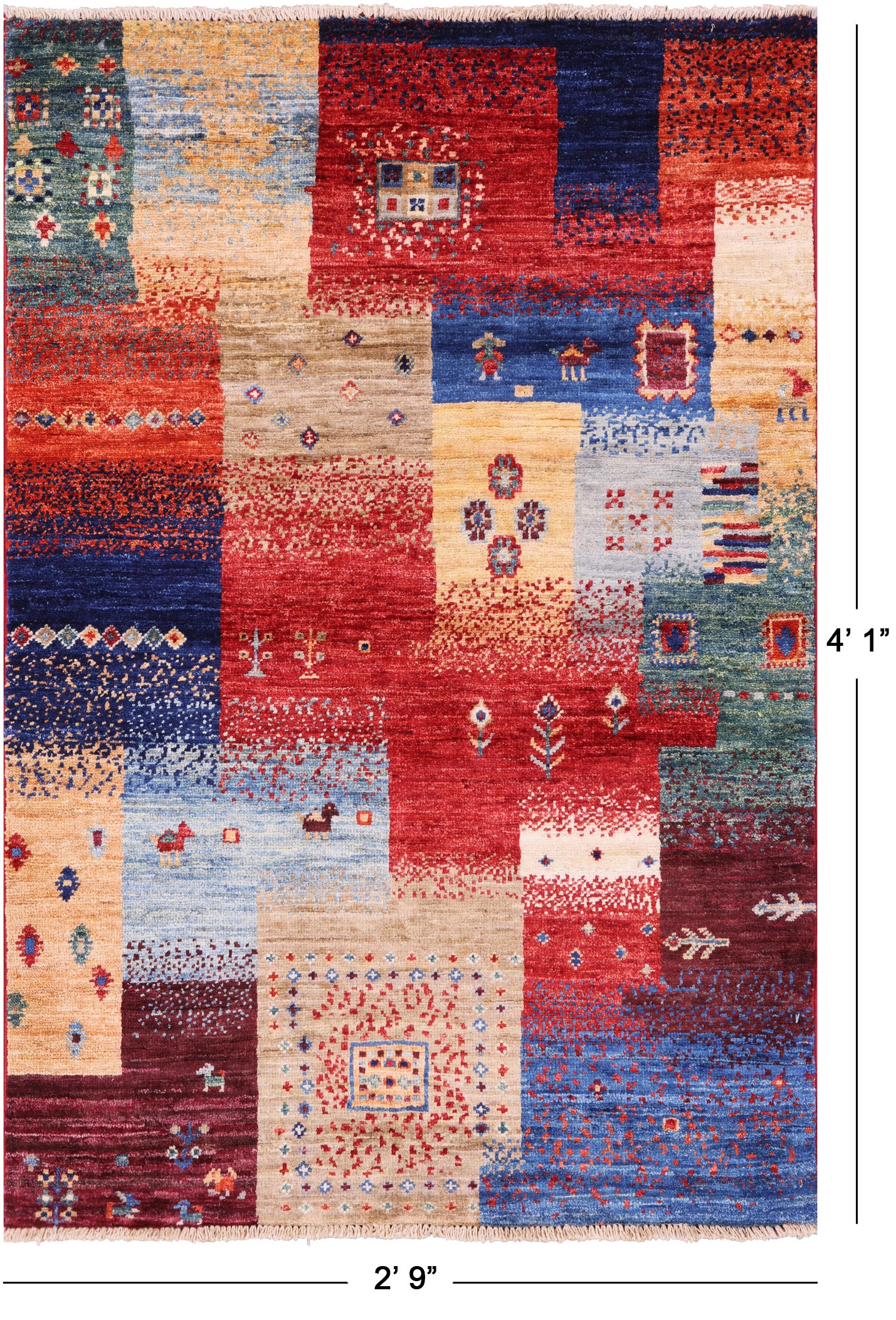Tribal Persian Gabbeh Hand Knotted Wool Rug - 2' 9" X 4' 1" - Golden Nile