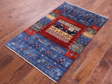 Tribal Persian Gabbeh Hand Knotted Wool Rug - 2' 8" X 4' 4" - Golden Nile