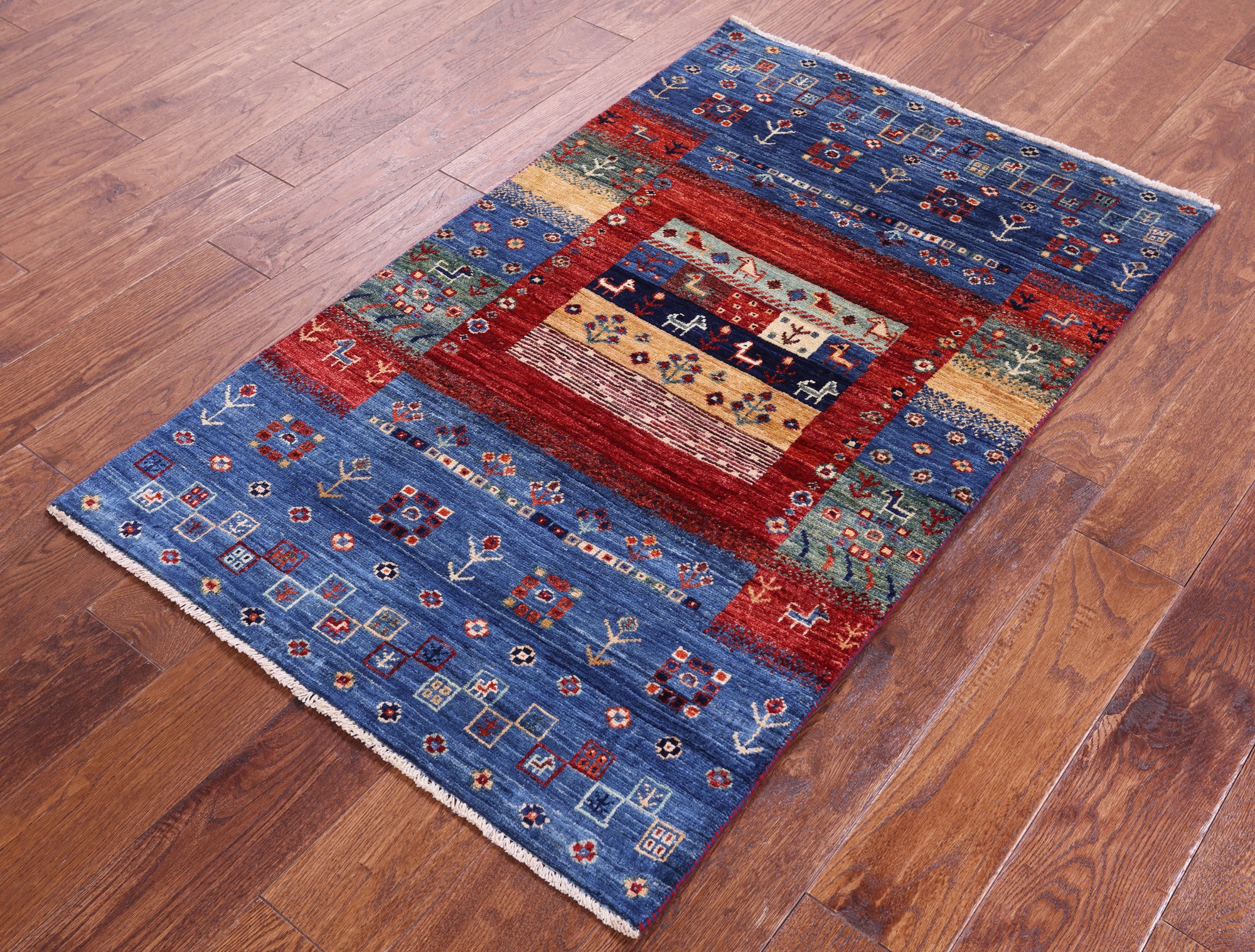 Tribal Persian Gabbeh Hand Knotted Wool Rug - 2' 8" X 4' 4" - Golden Nile