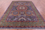 Geometric Persian Mamluk Hand Knotted Wool Rug - 9' 1" X 11' 9" - Golden Nile