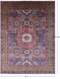 Geometric Persian Mamluk Hand Knotted Wool Rug - 9' 1" X 11' 9" - Golden Nile