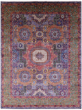 Geometric Persian Mamluk Hand Knotted Wool Rug - 9' 1" X 11' 9" - Golden Nile