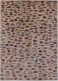 Ivory Fish Design Persian Gabbeh Hand Knotted Wool Rug - 9' 10" X 13' 7" - Golden Nile
