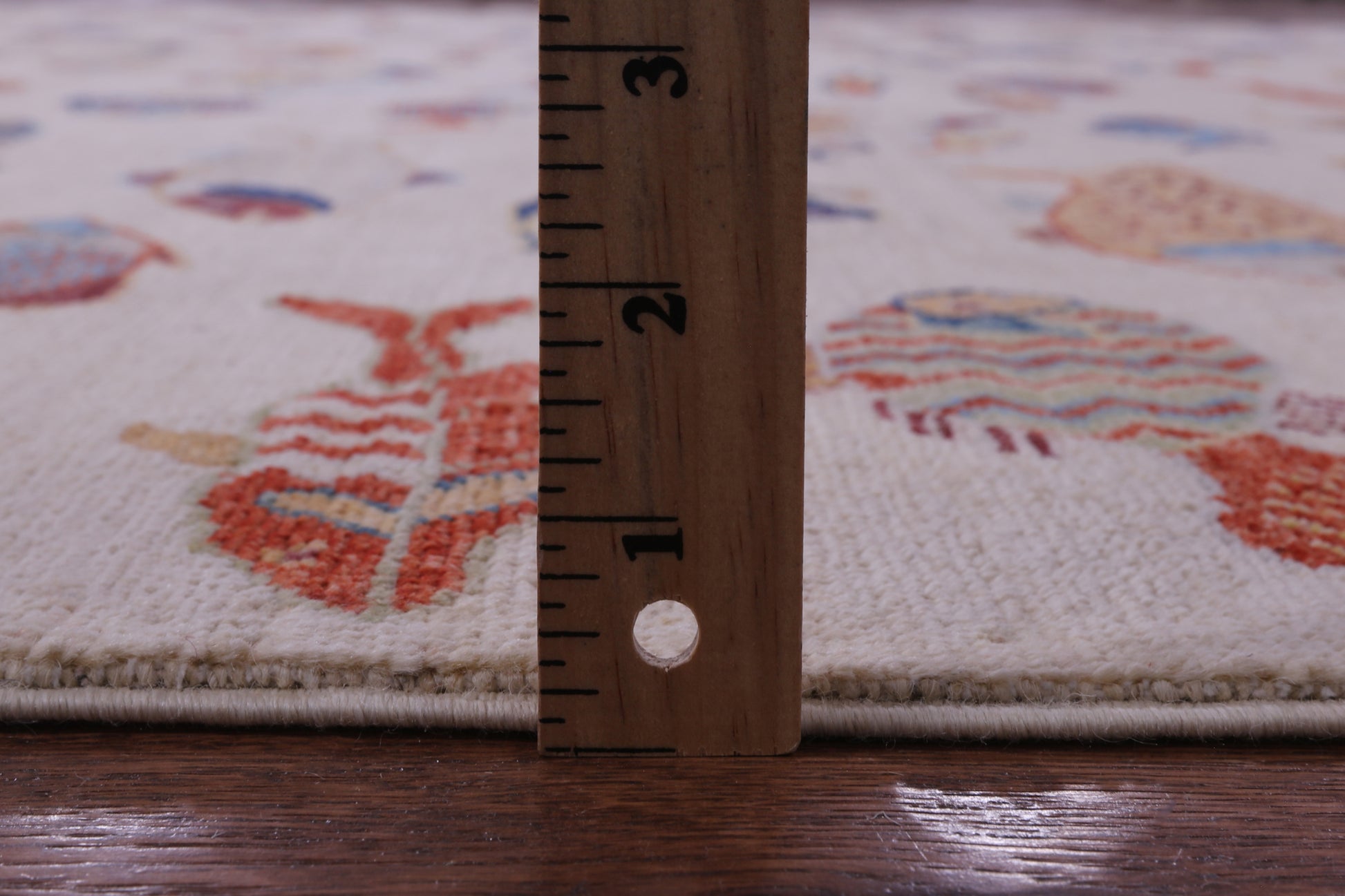 Ivory Fish Design Persian Gabbeh Handmade Wool Rug - 9' 9" X 13' 6" - Golden Nile